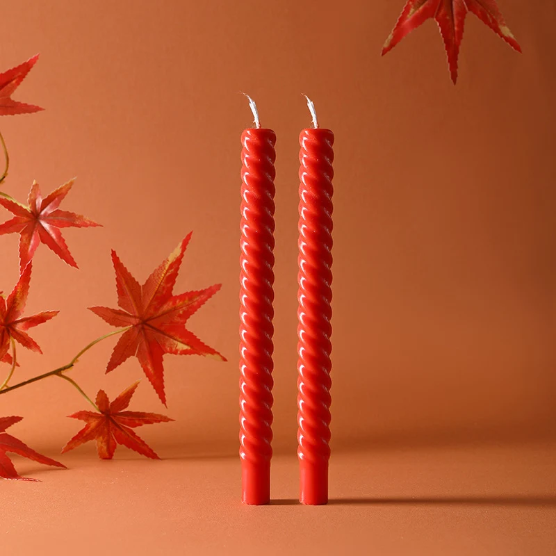Sinuous Skulptural Taper Kerzenpaar Langanhaltende Tropffreie Abendessenkerzen