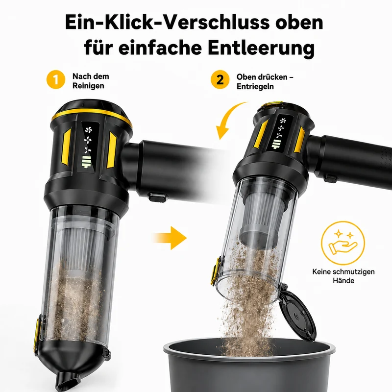 4 in 1 Autostaubsauger Akku, Kabelloser Handstaubsauger, 80.000 U/min Bürstenloser Motor, 22kPa Saugleistung, 3 Stufen, LED anzeige, für Auto Haushalt