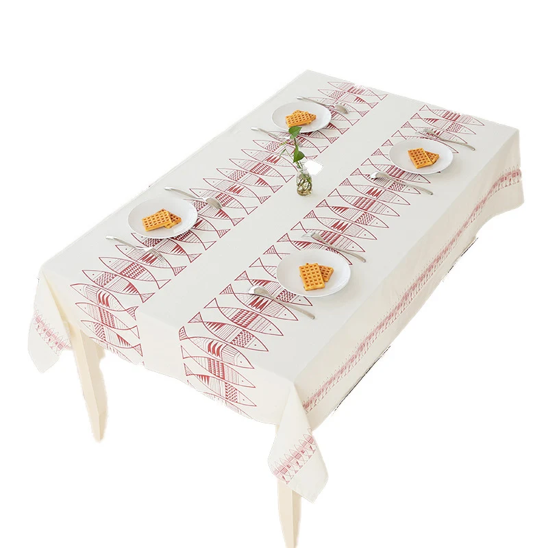 Rechteckige Baumwollmix-Tischdecke mit dekorativem Fisch-Jacquard und pflegeleichtem Finish Karnz