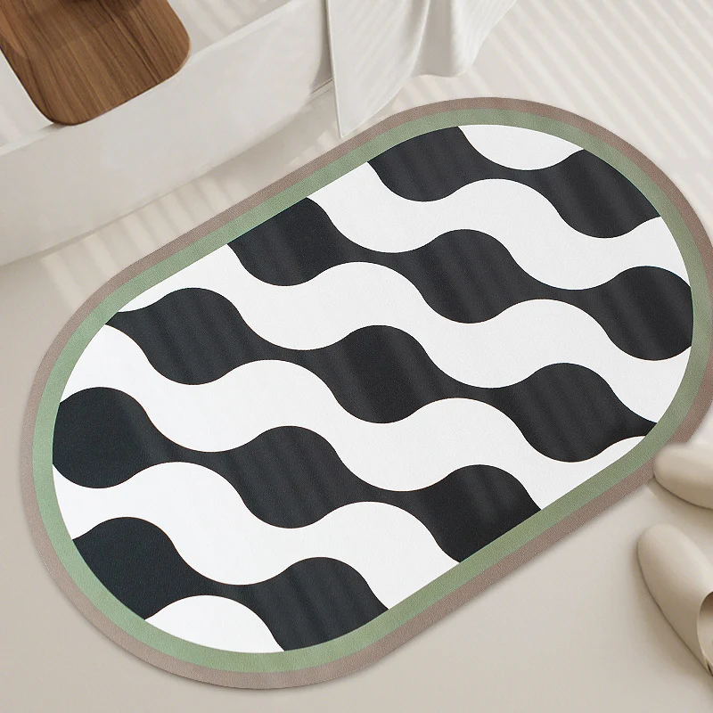 Ovaler rutschfester Vinyl-Fußmatte mit feinem Mosaik-Print und wasserabweisender Oberfläche Karnz