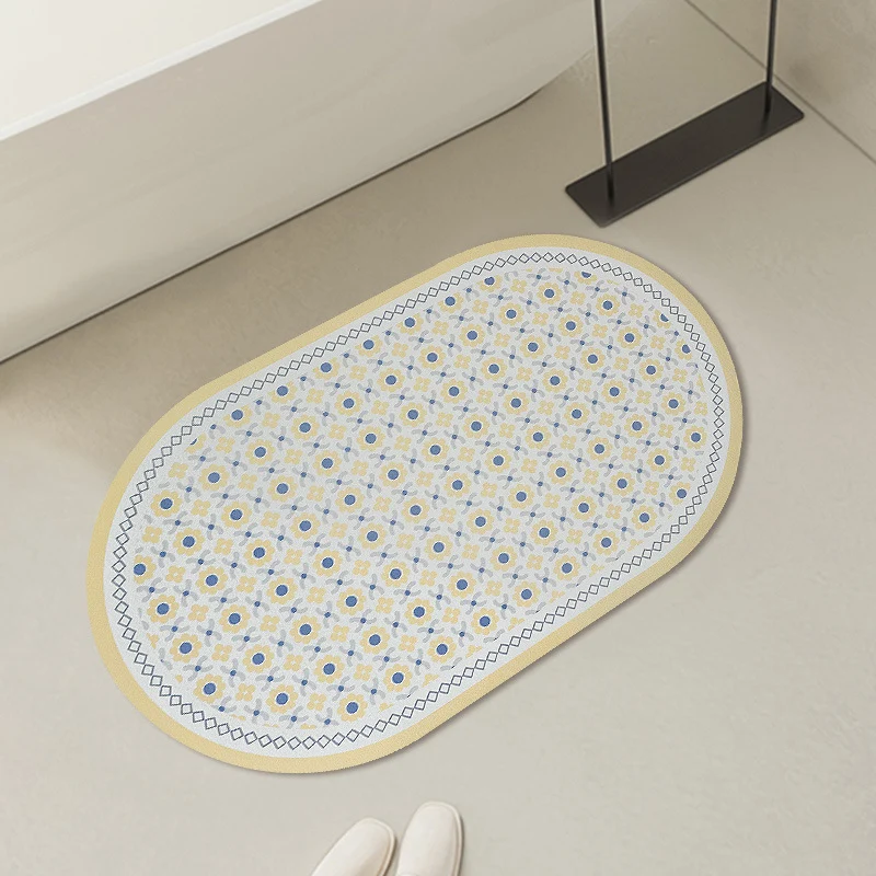 Ovaler rutschfester Vinyl-Fußmatte mit feinem Mosaik-Print und wasserabweisender Oberfläche Karnz