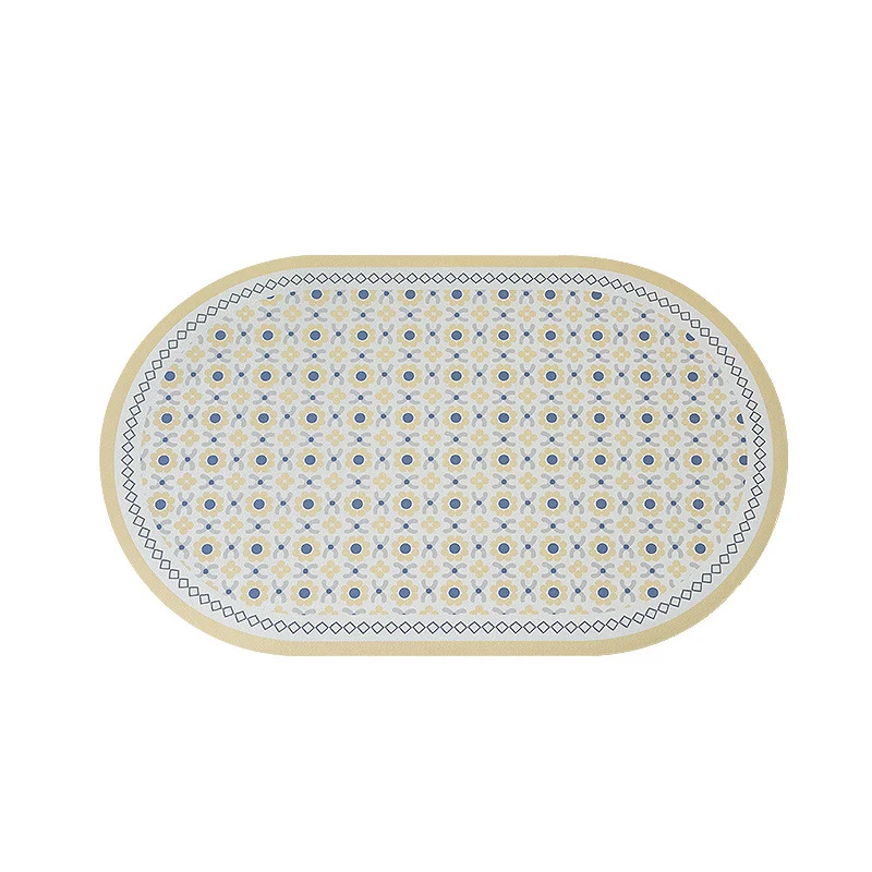 Ovaler rutschfester Vinyl-Fußmatte mit feinem Mosaik-Print und wasserabweisender Oberfläche Karnz