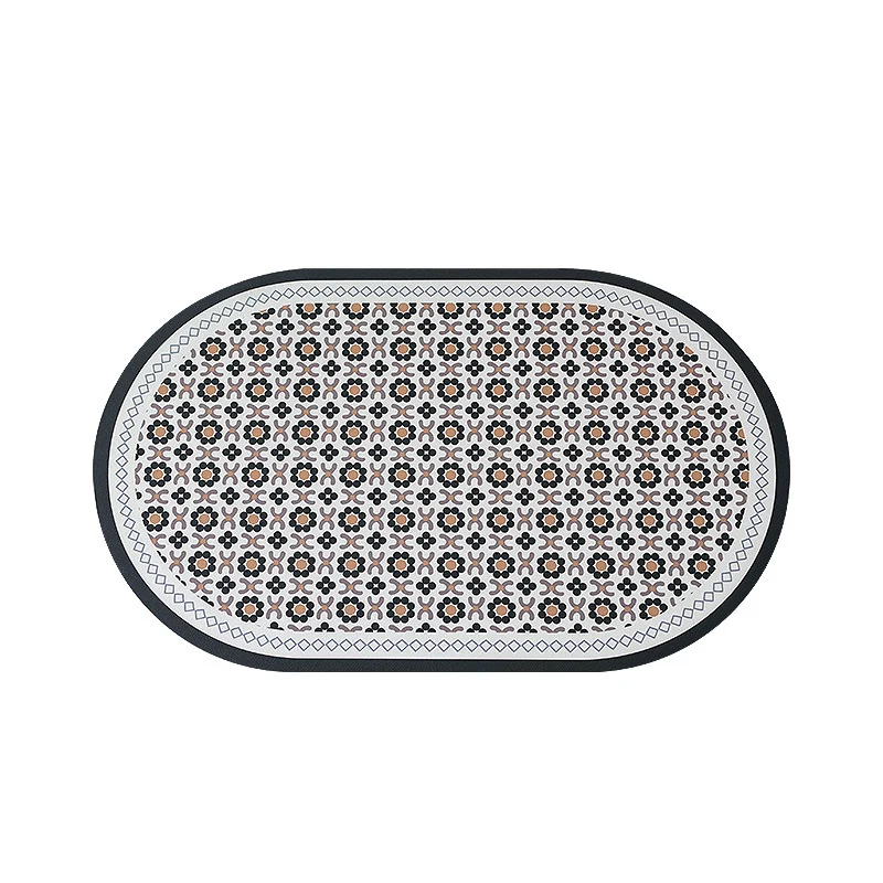 Ovaler rutschfester Vinyl-Fußmatte mit feinem Mosaik-Print und wasserabweisender Oberfläche Karnz
