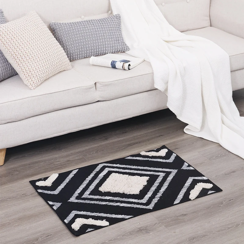 Kurzfloriger Badezimmer- und Wohnteppich mit geometrischem Diamantmuster und rutschfester Unterseite Karnz