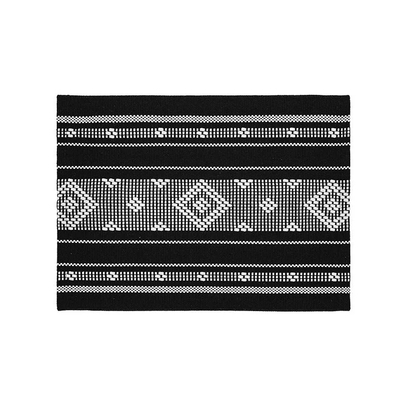 Handgewebter Tischläufer aus Baumwollmix mit Fransen und geometrischem Punkt-Jacquard Karnz