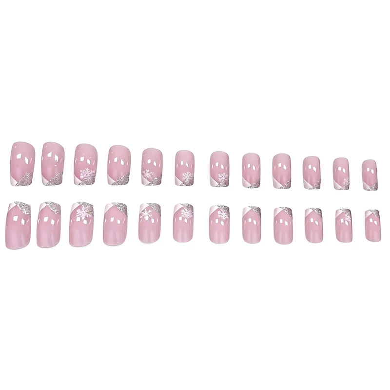 Elegante Schneeflocke Französische Spitze Nagelkunst Karnz