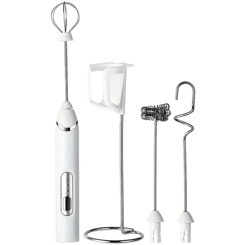 Milchaufschäumer Elektrisch, 3-in-1 Milch Frother mit Ständer, 3 Geschwindigkeiten, USB-C Aufladbar, für Cappuccino, Latte, Matcha & Protein-Shakes