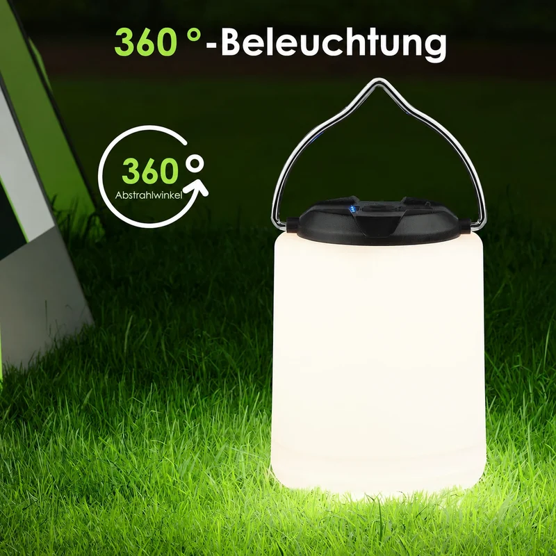 2er Campinglampe Wiederaufladbar, Camping Laterne, 3000K Warmweiß Licht, Helligkeit Einstellbar 3 Lichtmodi, 10+Std.Betriebsdauer Wasserdichte