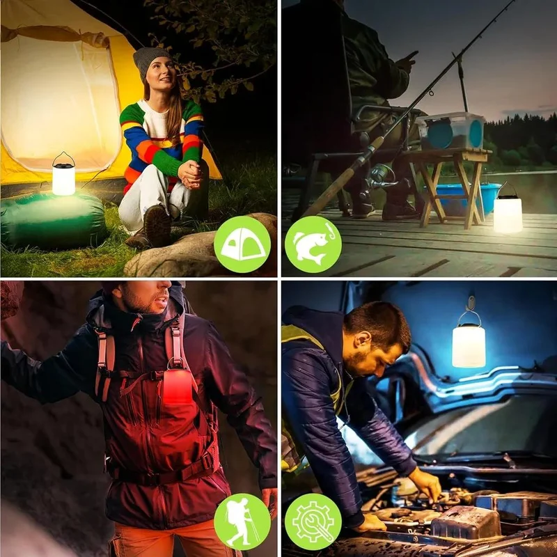 2er Campinglampe Wiederaufladbar, Camping Laterne, 3000K Warmweiß Licht, Helligkeit Einstellbar 3 Lichtmodi, 10+Std.Betriebsdauer Wasserdichte