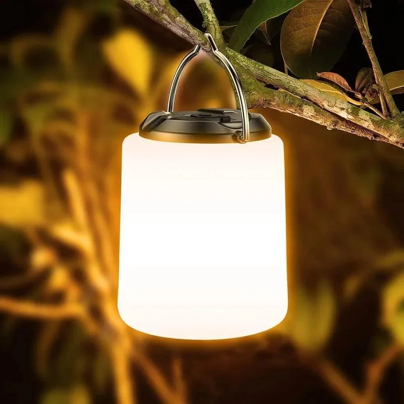 2er Campinglampe Wiederaufladbar, Camping Laterne, 3000K Warmweiß Licht, Helligkeit Einstellbar 3 Lichtmodi, 10+Std.Betriebsdauer Wasserdichte