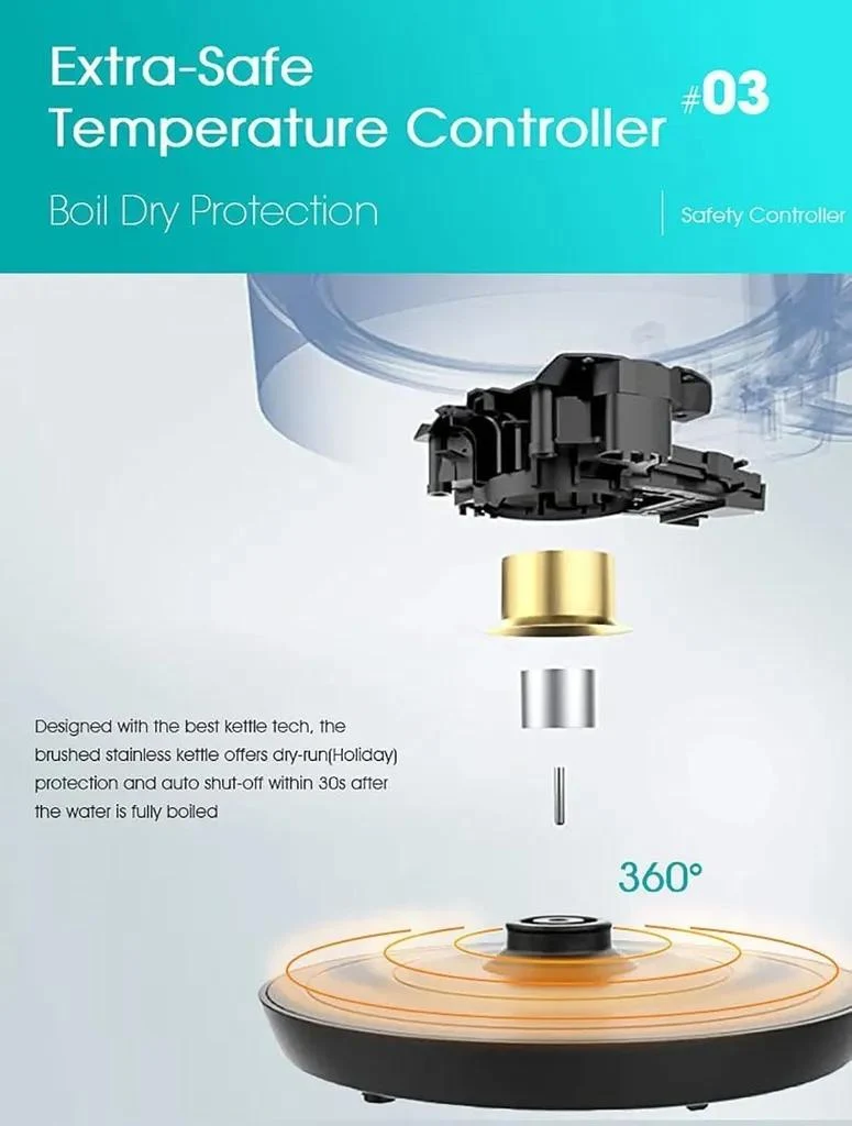 2-in-1 Tee-Set mit Wasserkocher, 3 Liter Kapazität, Glaskocher für Tee & Kaffee, 1500W Abschaltautomatik, Trockengehschutz, LED-Beleuchtung, 360° Basis