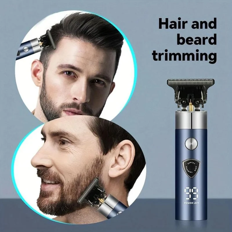 5-in-1 Haarschneider mit Keramikmesser, LCD Barttrimmer, USB-Aufladung, für Haare & Bart, Haartrimmer inkl. Aufsätze für Haustiere, Vatertagsgeschenk
