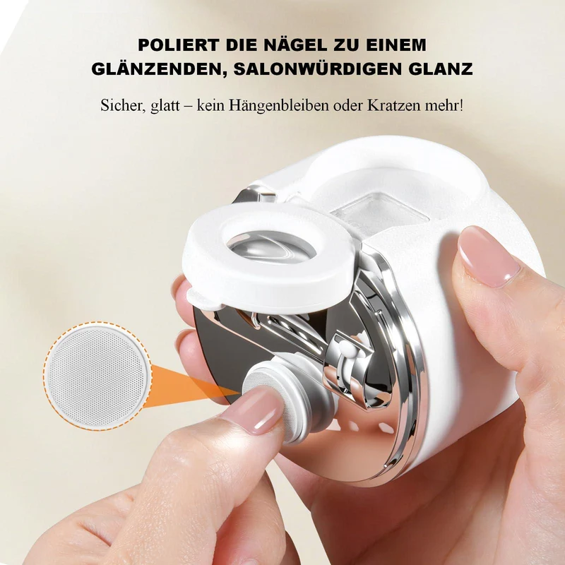 3 in 1 Elektrischer Nageltrimmer, mit Lupe und LED Licht, 3 Stufen, Dual-Klinge, Polieren und Schleifen, wiederaufladbar, für alle Altersgruppen