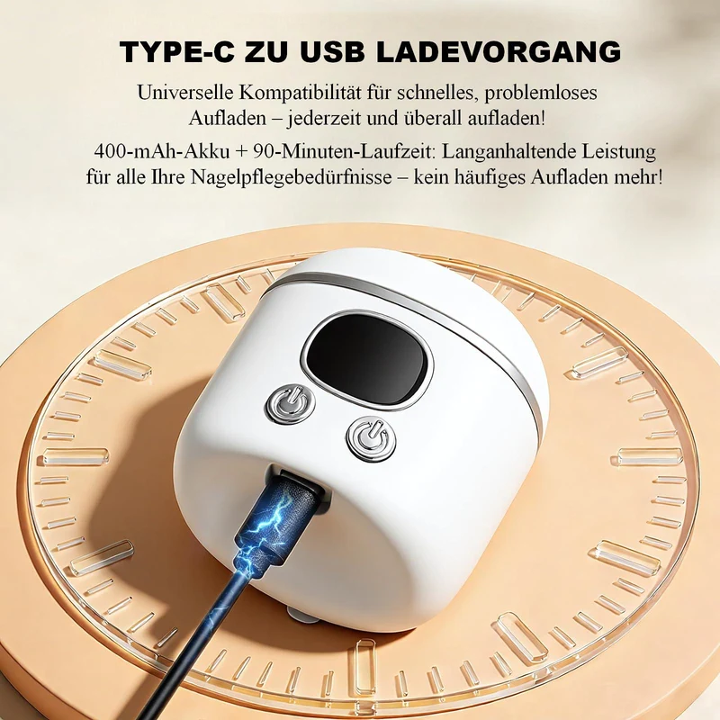 3 in 1 Elektrischer Nageltrimmer, mit Lupe und LED Licht, 3 Stufen, Dual-Klinge, Polieren und Schleifen, wiederaufladbar, für alle Altersgruppen