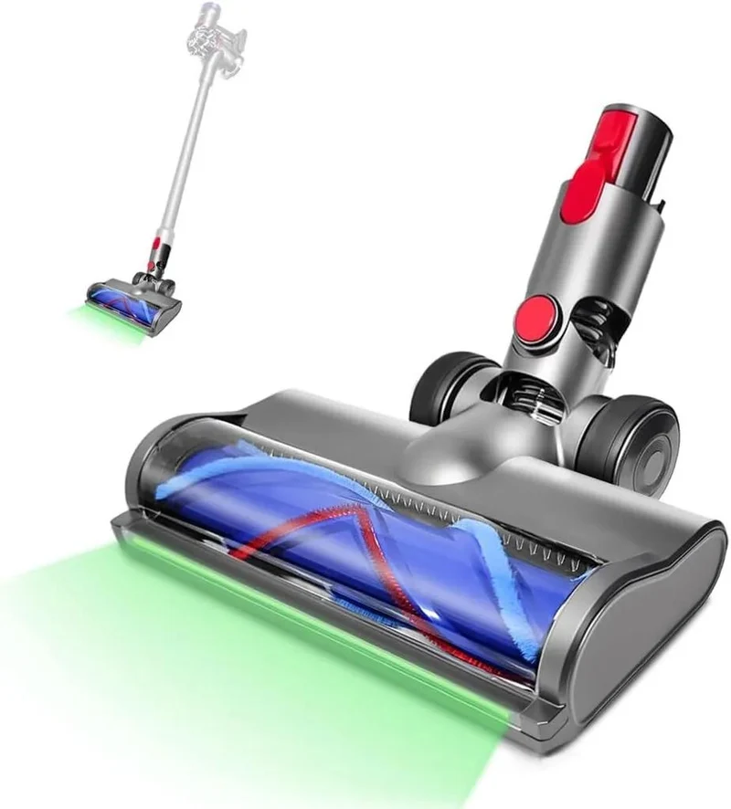Bürste für Dyson V7 V8 V10 V11 V15 Staubsauger, Kopf-Ersatzteile mit grünen LED,Turbinenbürstenaufsatz für Teppiche, Hartholzböden und Fliesen