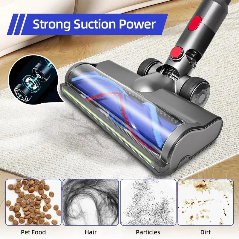 Bürste für Dyson V7 V8 V10 V11 V15 Staubsauger, Kopf-Ersatzteile mit grünen LED,Turbinenbürstenaufsatz für Teppiche, Hartholzböden und Fliesen