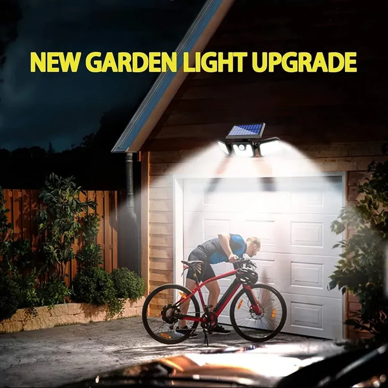 Solarlampen für außen mit Bewegungsmelder, Solarleuchten für außen, LED Strahler Außen, 74LED Aussenleuchte, Solar Außenwandleuchten, 360° Drehbar