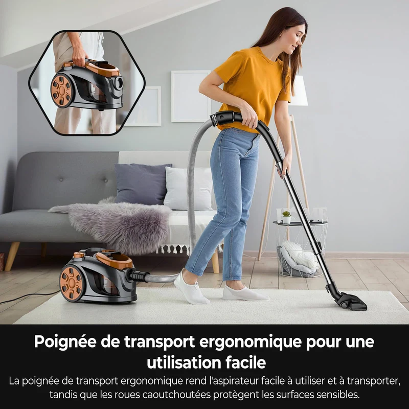 3300W Staubsauger beutellos, Profi Zyklon-Technologie mit maximaler Saugkraft, XXL 3L Behälter, Kraftvoll, HEPA Filter für Hartböden, Teppiche&Polster
