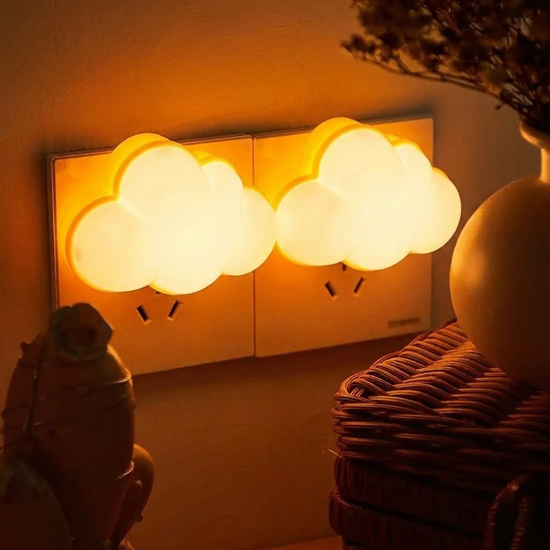2 Stück LED Nachtlicht Steckdose mit Lichtsensor, Kreative Wolke Nachtlampe,Auto Ein/Aus,Energiesparend,Weiches Licht für Schlafzimmer Flur Badezimmer