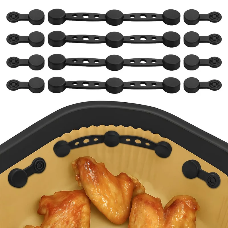 12 Stück Magnete für Heißluftfritteusen, magnetische Silikonschnallen, hochtemperaturbeständig, verhindern Backpapiereinlagen decken Lebensmittel