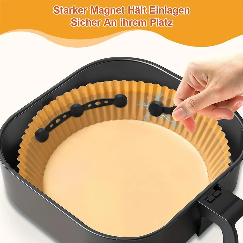 12 Stück Magnete für Heißluftfritteusen, magnetische Silikonschnallen, hochtemperaturbeständig, verhindern Backpapiereinlagen decken Lebensmittel