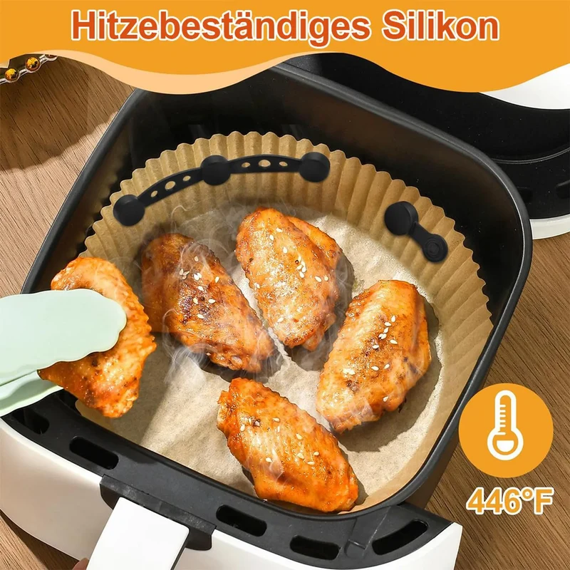 12 Stück Magnete für Heißluftfritteusen, magnetische Silikonschnallen, hochtemperaturbeständig, verhindern Backpapiereinlagen decken Lebensmittel