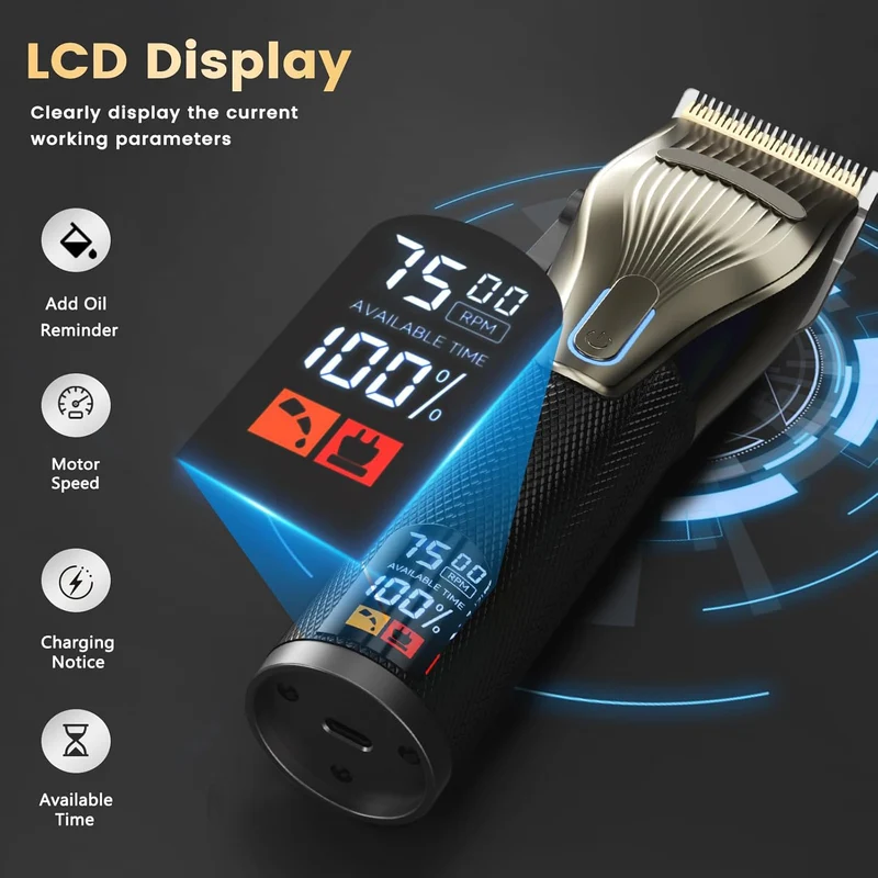 Profi Haarschneidemaschine Set 2 in 1, 270Min Laufzeit, LED Display, Keramik Klinge, USB-C, 12 Aufsätze, 4 Gänge, Haarschneider & Bartschneider Herren