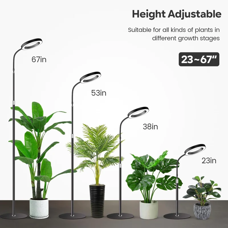 LED Pflanzenlampe, 72 LEDs, Vollspektrum Dimmbar, mit Zeitschaltuhr, 58-170 cm verstellbarem Stab, Gemüse Pflanzenlicht Grow Lampe, für Zimmerpflanzen