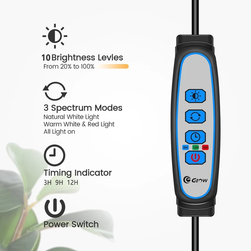 LED Pflanzenlampe, 72 LEDs, Vollspektrum Dimmbar, mit Zeitschaltuhr, 58-170 cm verstellbarem Stab, Gemüse Pflanzenlicht Grow Lampe, für Zimmerpflanzen