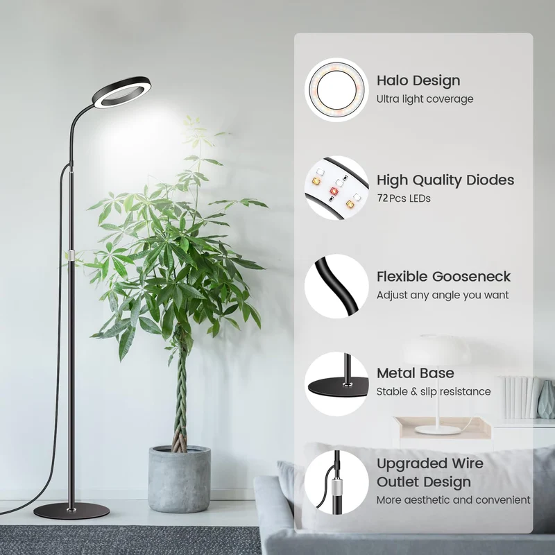 LED Pflanzenlampe, 72 LEDs, Vollspektrum Dimmbar, mit Zeitschaltuhr, 58-170 cm verstellbarem Stab, Gemüse Pflanzenlicht Grow Lampe, für Zimmerpflanzen