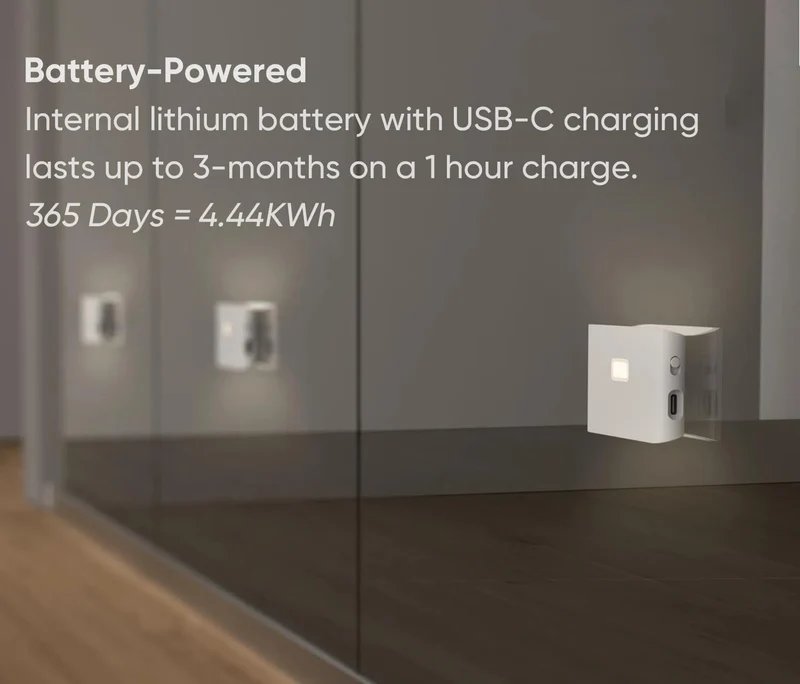 4x LED Nachtlicht mit Bewegungsmelder und Dämmerungssensor, USB-C (3000mAh), kabellose Schrankbeleuchtung, für Kinderzimmer, Treppe, Schlafzimmer,Flur