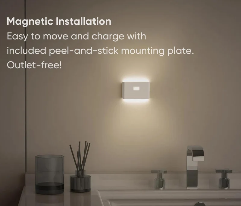 4x LED Nachtlicht mit Bewegungsmelder und Dämmerungssensor, USB-C (3000mAh), kabellose Schrankbeleuchtung, für Kinderzimmer, Treppe, Schlafzimmer,Flur