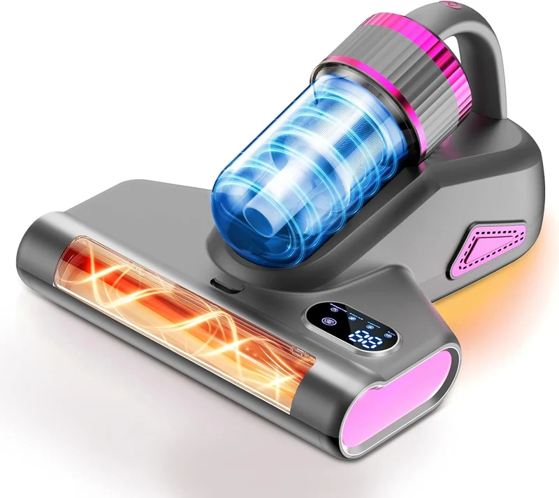 Milbensauger Handstaubsauger für Matratzen, UV-C-Licht, HEPA-Filter, 9000Pa, 65.000U/min, 99.9% Milbenentfernung, 253mm Saugöffnung für Betten,Polster