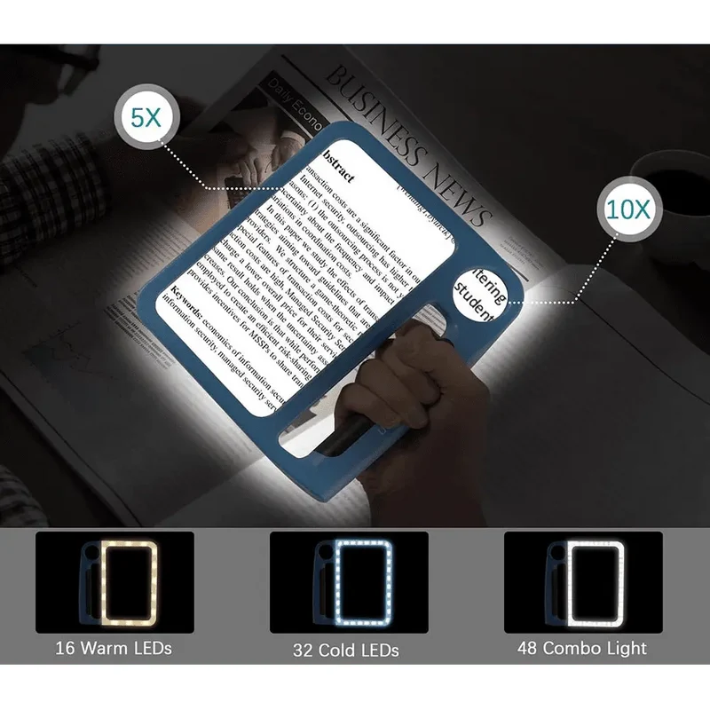 LED Magnifying Glass with Light and Dual Magnification Lenses for Reading