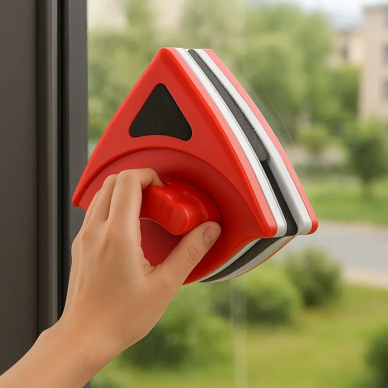 Magnetic Window Cleaner with Double-Sided Cleaning and Secure Safety Line