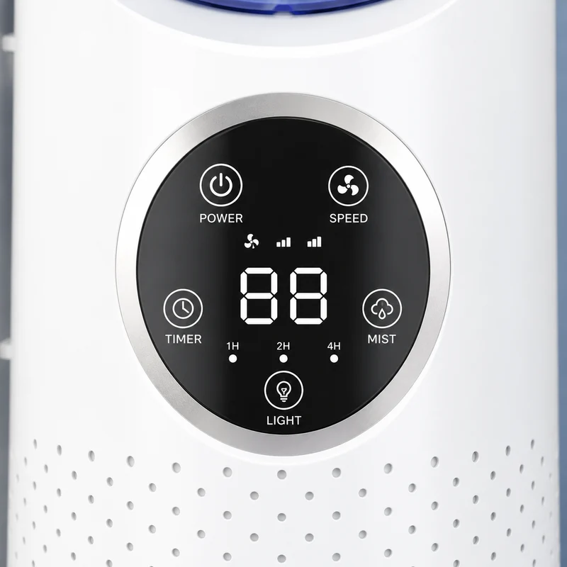 3-in-1 Bladeless Fan – Cooling, Humidifying, and Night Light, Quiet and Portable