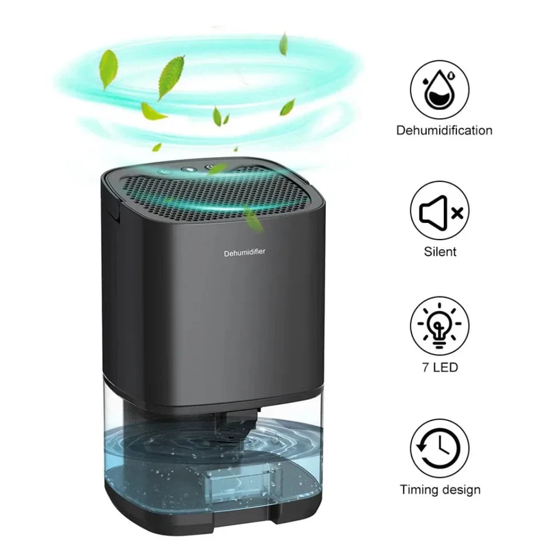 Compact Dehumidifier with Air Filter and Night Light