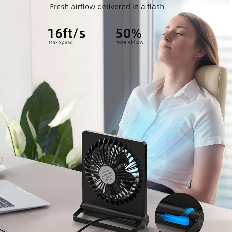 Portable USB Desk Fan with Foldable Clip Design