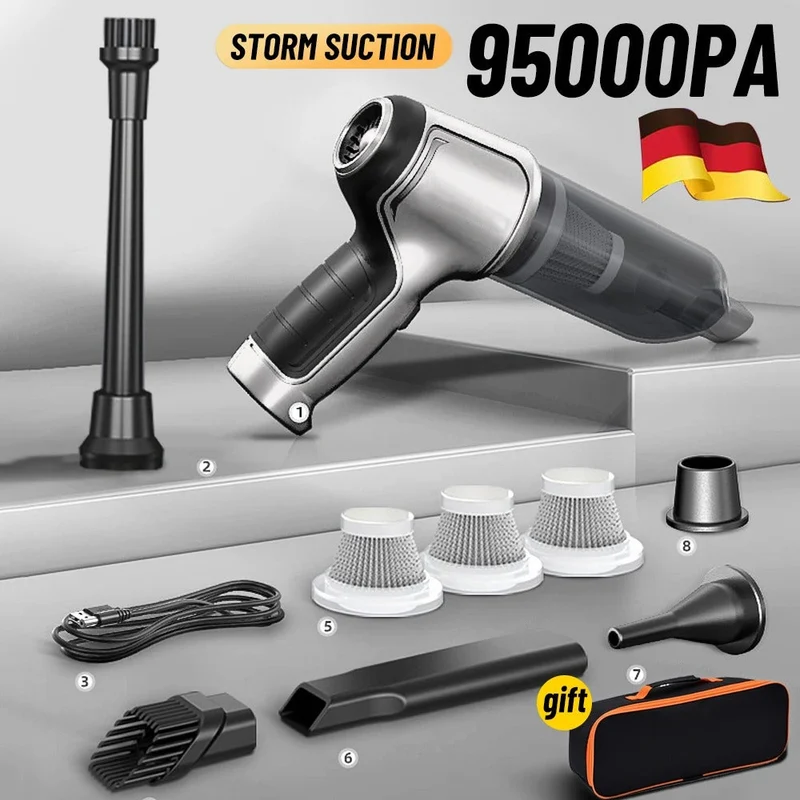 Cordless handheld vacuum cleaner with strong suction power and accessories