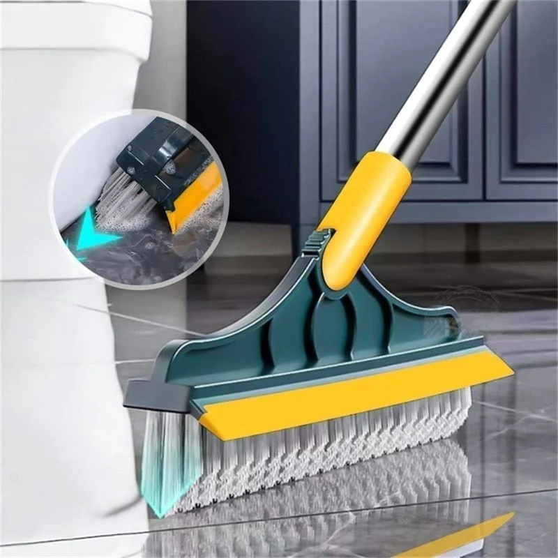 Floor Scrubbing Brush with Rotating Head and Scraper