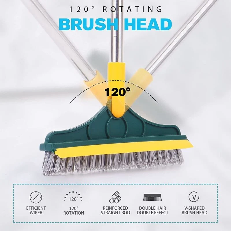 Floor Scrubbing Brush with Rotating Head and Scraper