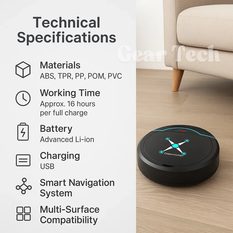Smart Automatic 3-in-1 Robot Vacuum Cleaner with Long Battery Life