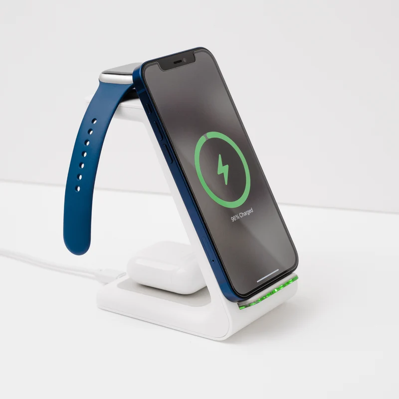Advanced wireless 3-in-1 fast charging station – Perfect for Apple, Samsung, Watch, and AirPods devices