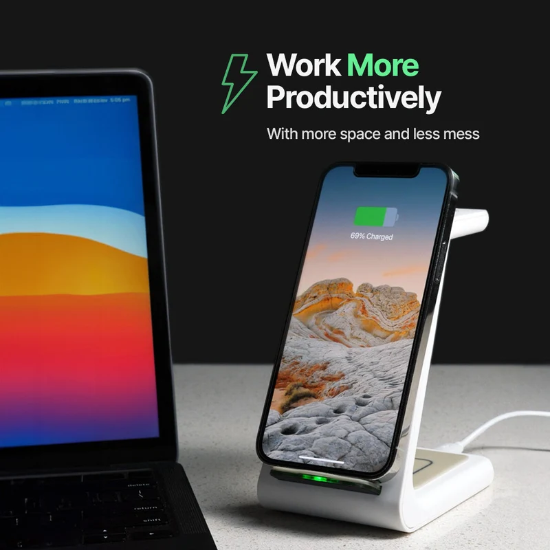 Advanced wireless 3-in-1 fast charging station – Perfect for Apple, Samsung, Watch, and AirPods devices