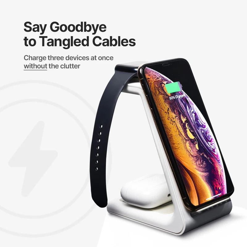 Advanced wireless 3-in-1 fast charging station – Perfect for Apple, Samsung, Watch, and AirPods devices