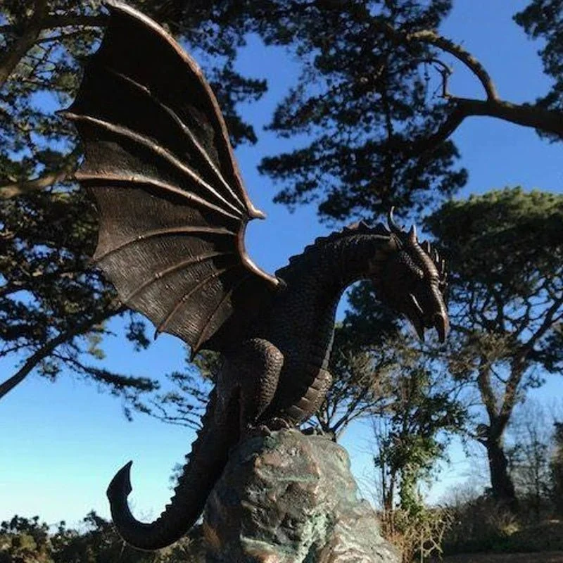 Enchanted Brown Dragon Garden Fountain