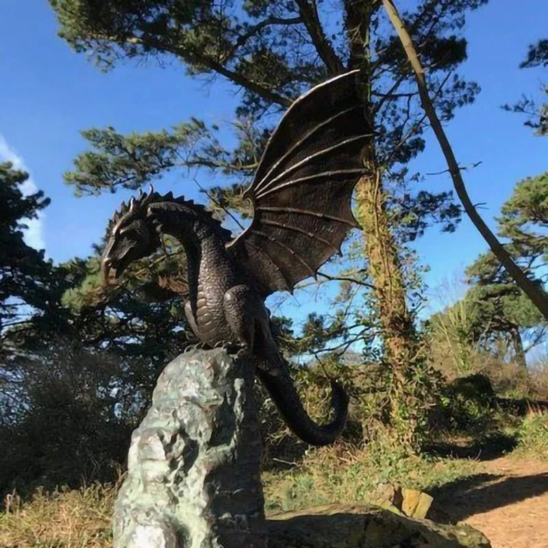 Enchanted Brown Dragon Garden Fountain