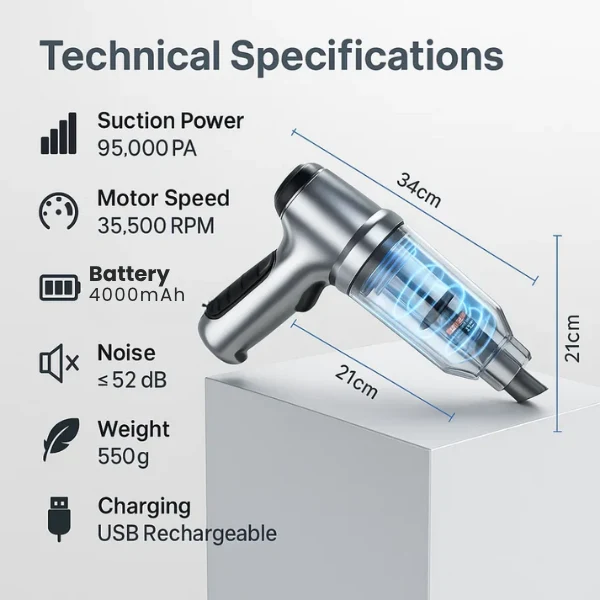 Powerful Wireless Car Vacuum Cleaner