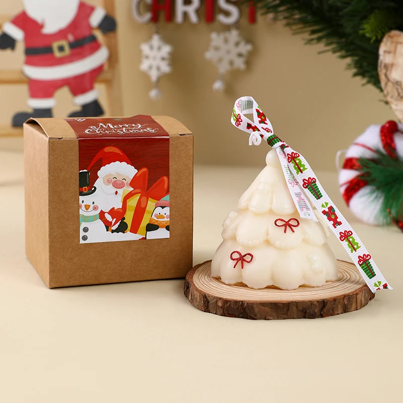 Weihnachtsbaumförmige hängende dekorative Sojawachskerze mit Sternenaufsatz