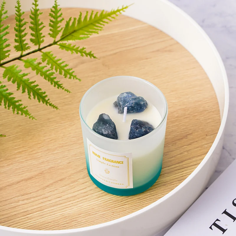 Aromatische Edelstein-Top Frosted Glass Jar Kerze